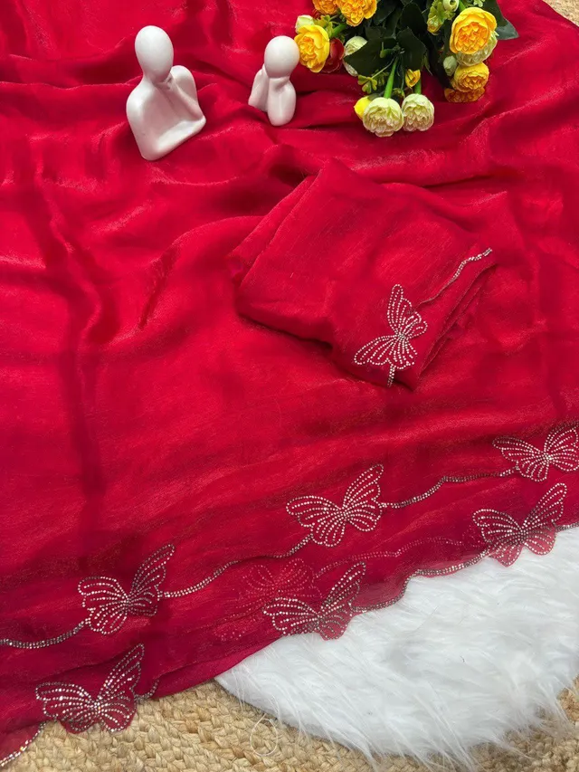 Butterfly Concept Fandy Chiffon Silk Saree - View 9