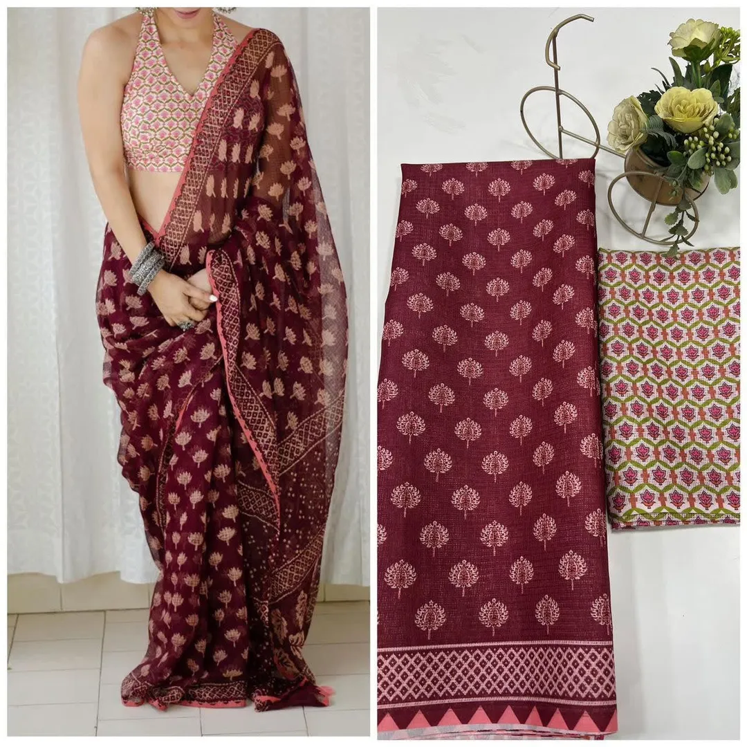 Bollywood Collection - Sanjana Soft Munga Kota Checks Saree - View 4