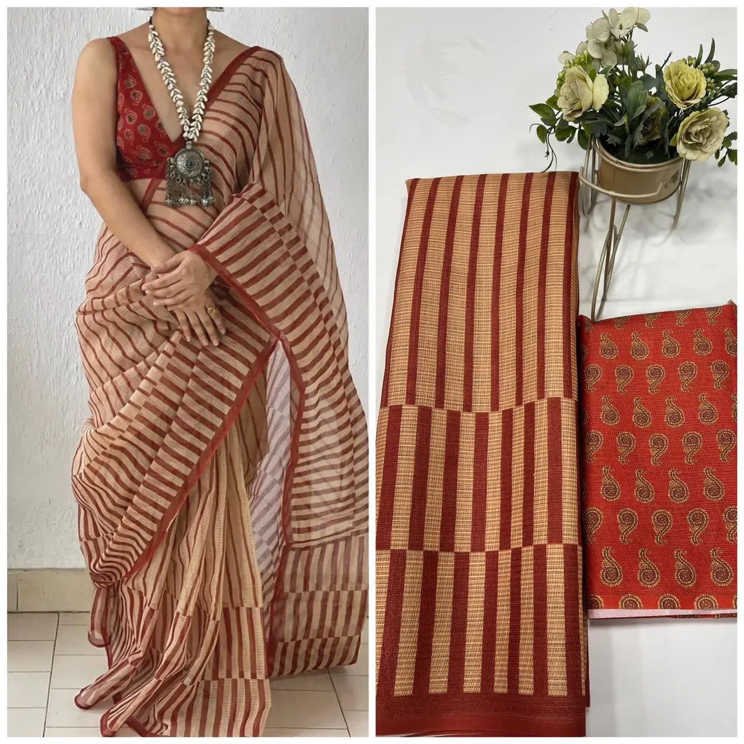 Bollywood Collection - Sanjana Soft Munga Kota Checks Saree - View 6