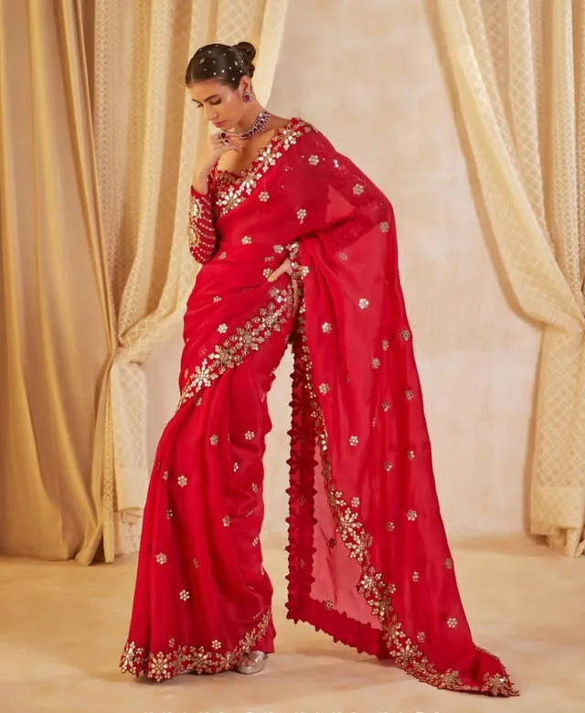 Bollywood Blockbuster Original Mirror Work Saree - View 2