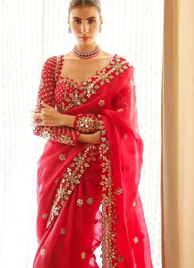 Bollywood Blockbuster Original Mirror Work Saree - View 3