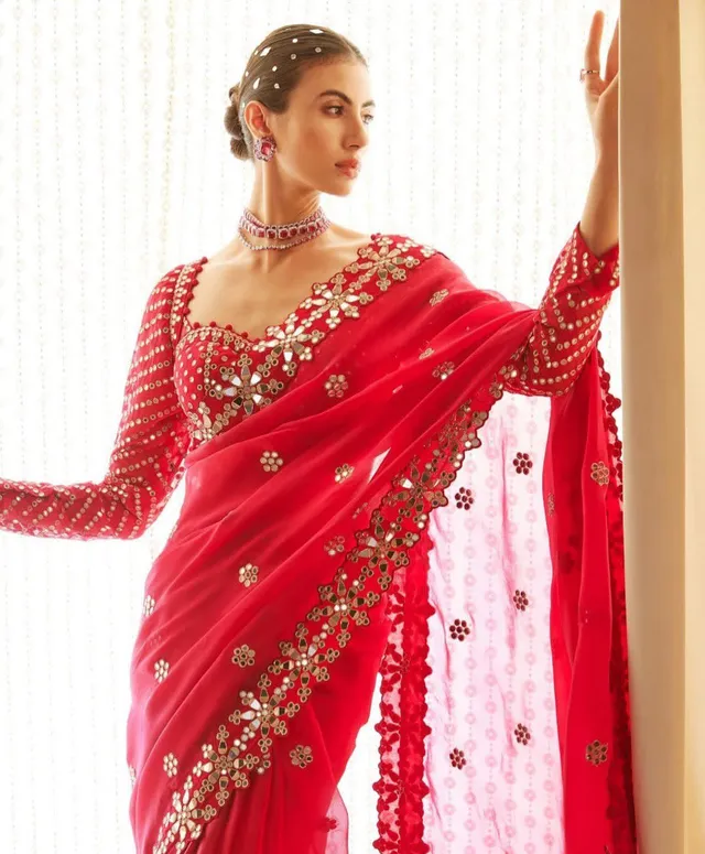 Bollywood Blockbuster Original Mirror Work Saree - View 5