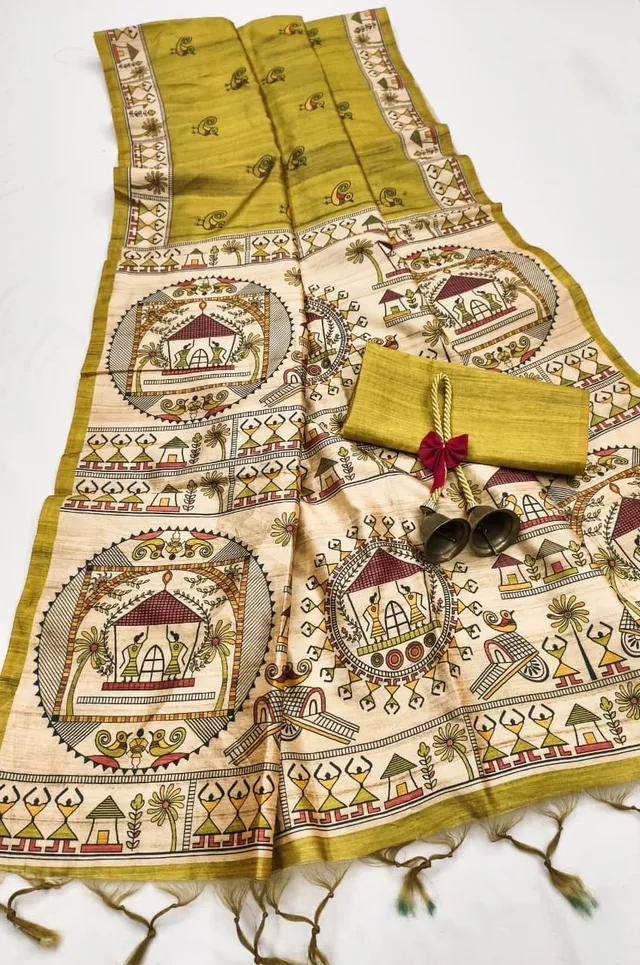 Premium Madhubani Tussar Silk Saree