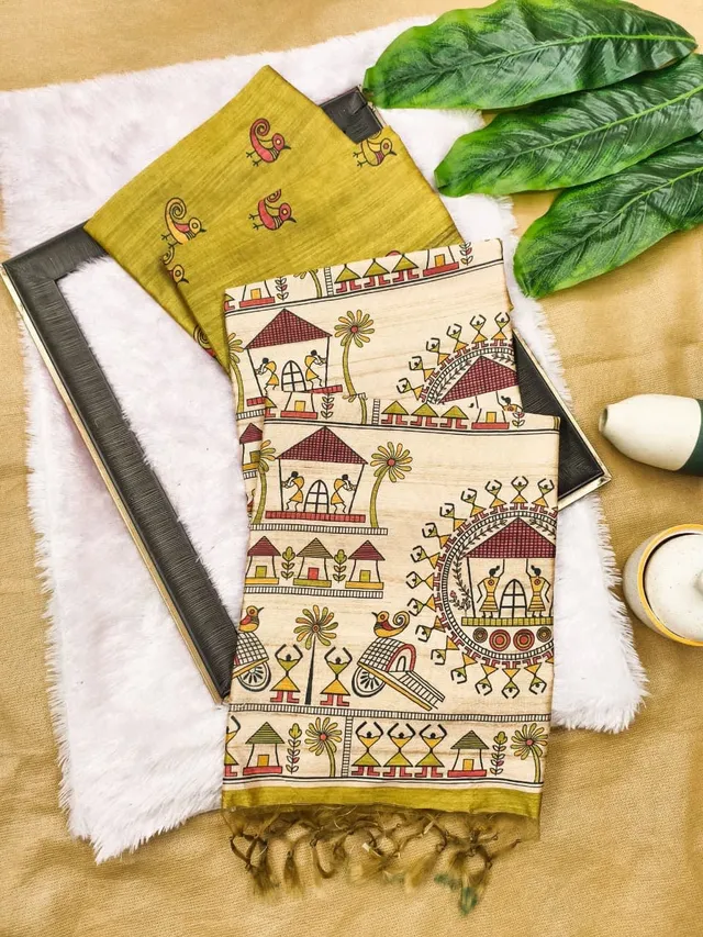 Premium Madhubani Tussar Silk Saree - View 4