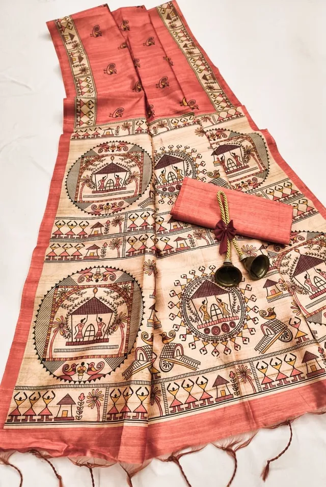 Premium Madhubani Tussar Silk Saree - View 5