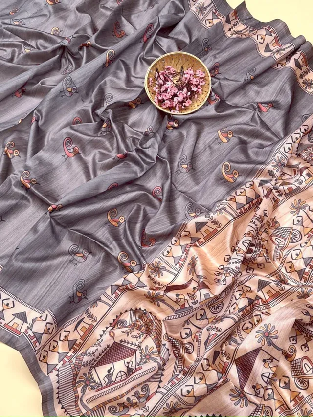 Premium Madhubani Tussar Silk Saree - View 8