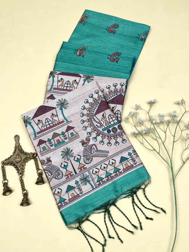 Premium Madhubani Tussar Silk Saree - View 9