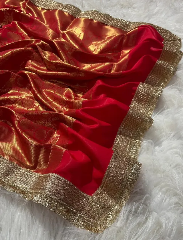 Banarasi Tapeta Soft Silk Saree - Premium Quality (Red) - View 2