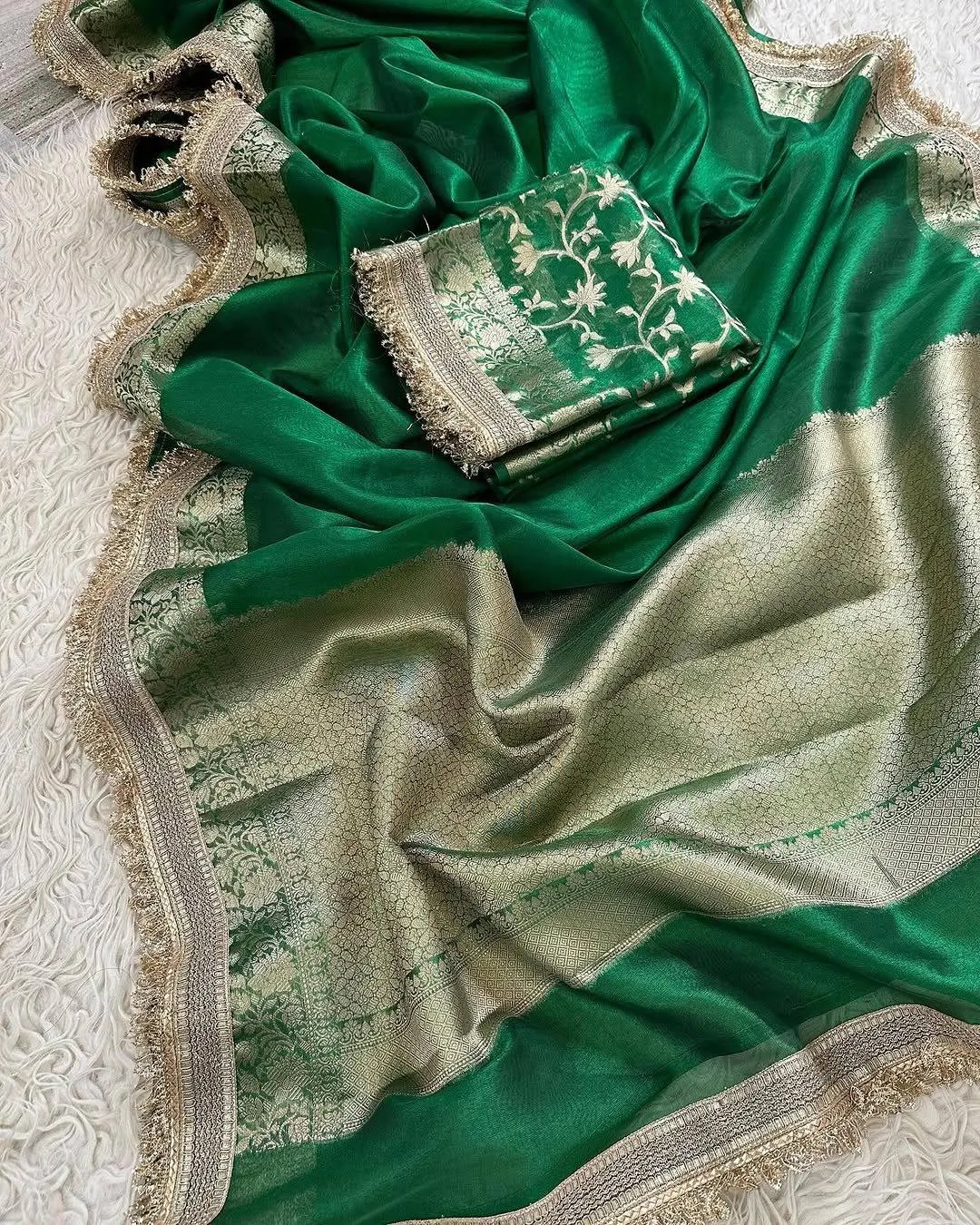 Designer Banarasi Maharani Tissue Silk Saree - Banarasi Silk Saree Online India - Buy at ₹1599 - Image 1