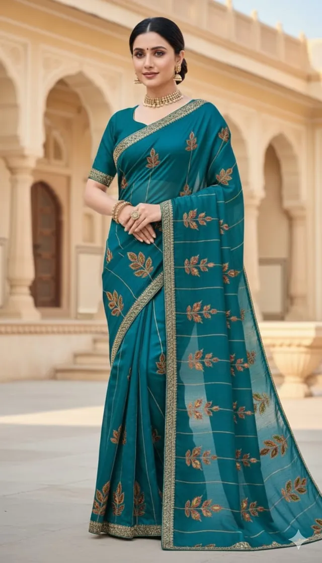 Premium Space Silk Saree - Thread Embroidery
