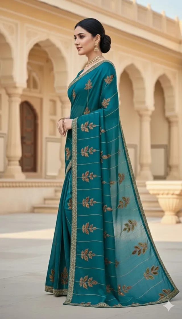 Premium Space Silk Saree - Thread Embroidery - View 2
