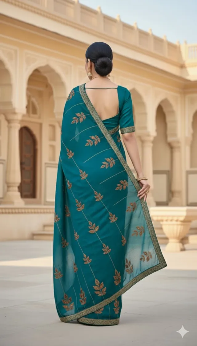 Premium Space Silk Saree - Thread Embroidery - View 3
