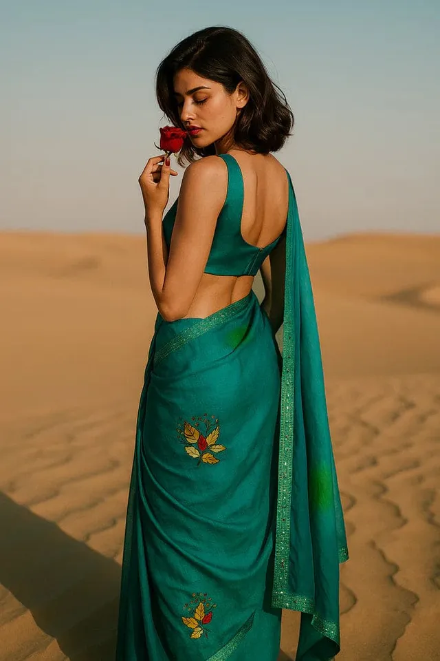 Combo: 2 Lightweight Floral Sarees - Mirror Work - View 6