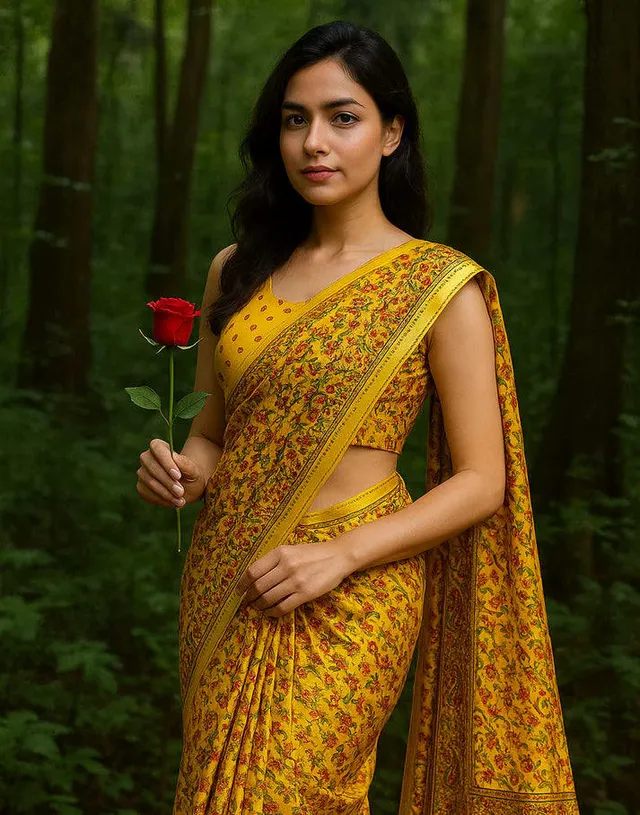 Combo: 2 Lightweight Floral Sarees - Mirror Work - View 8