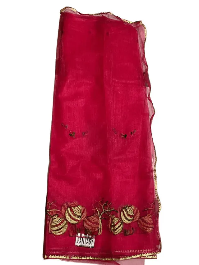 Combo: 2 Embroidered Net Sarees - Floral Border - View 5