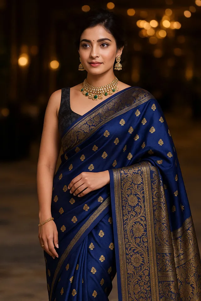 Combo: 2 Kanjeevaram Silk Sarees - Golden Zari - View 2