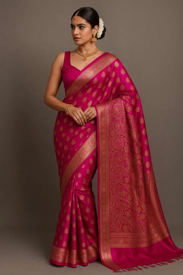 Combo: 2 Kanjeevaram Silk Sarees - Golden Zari - View 3