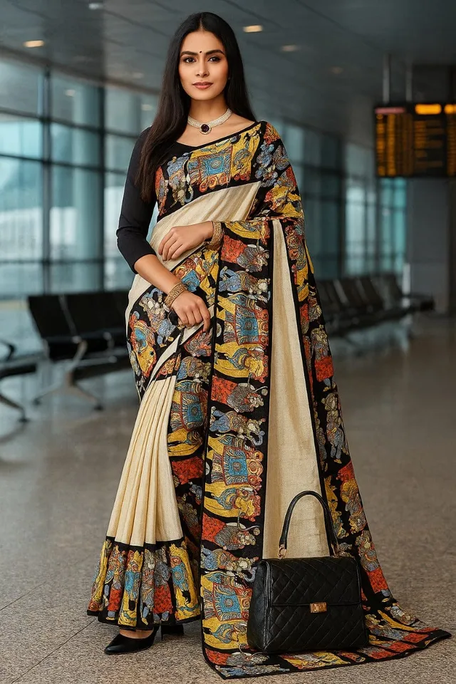 Elegant Kalamkari Printed Silk Saree for Women