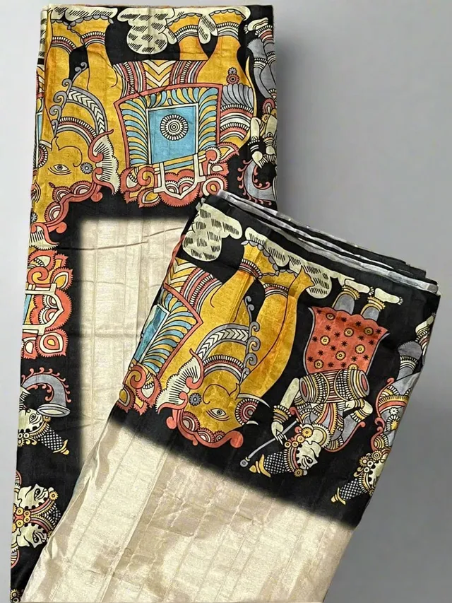 Elegant Kalamkari Printed Silk Saree for Women - View 2