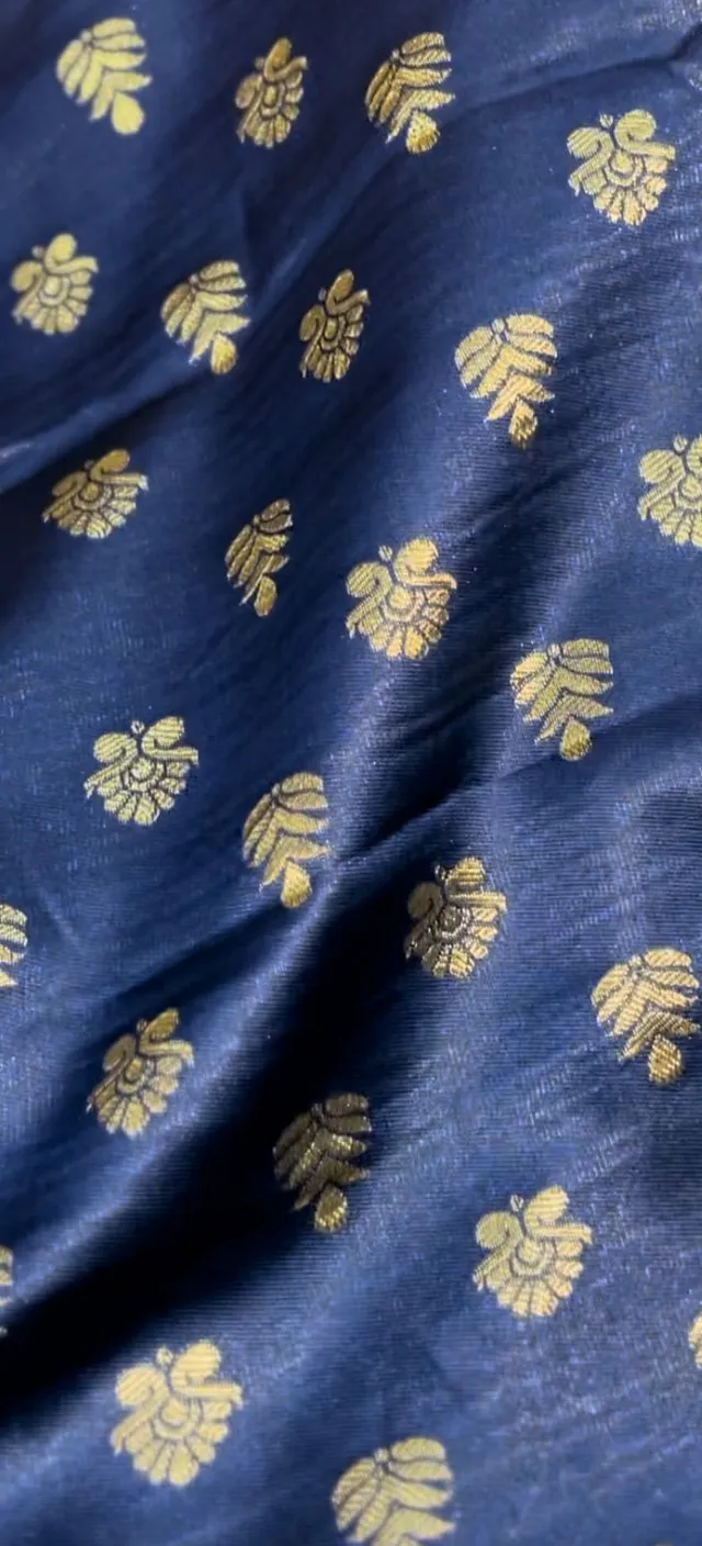 Emerald Navy Blue Kanjeevaram Silk Saree - Zari - View 5