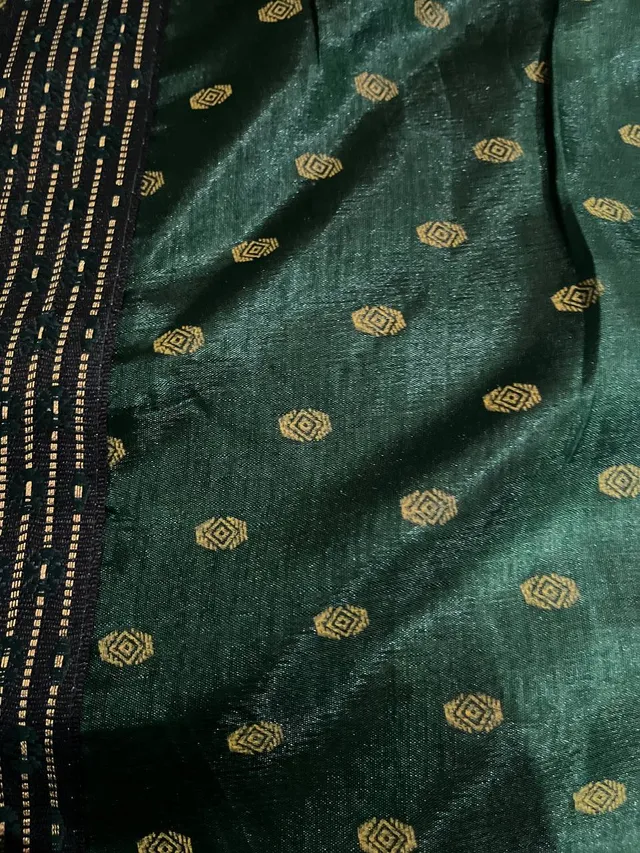Elegant Green Vichitra Silk Saree - View 3