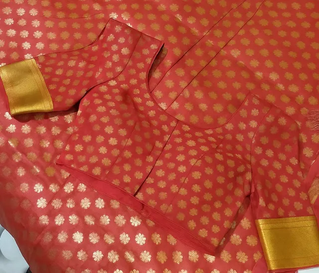 Designer Banarasi Saree in Rich Silk with Gold Detailing - View 3