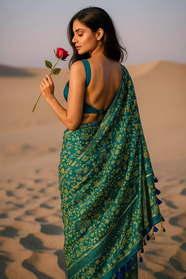 Lightweight Zomato Chiffon Saree for Party Functions. - View 2