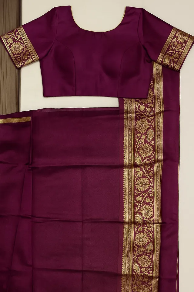 Regal Maroon Kanjeevaram Silk Saree - Zari Butta - View 2