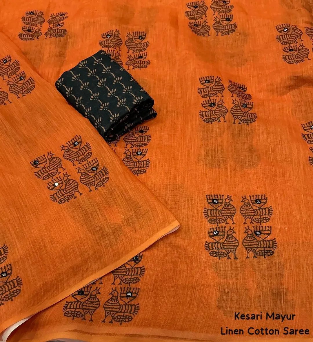 Kesari Mayur – Linen Single Edition Saree - View 4