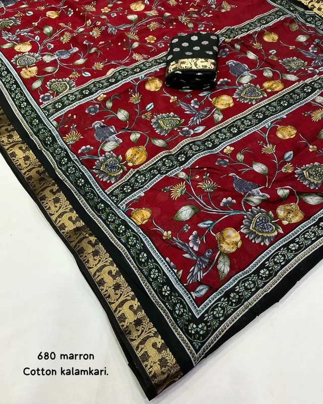 Trending Mangalgiri Style Cotton Kalamkari Saree - View 2