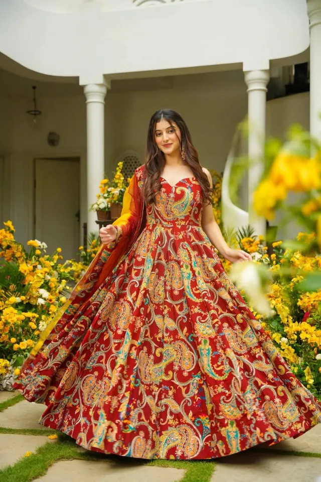 Exclusive Digital Printed Anarkali Gown – Modern Elegance