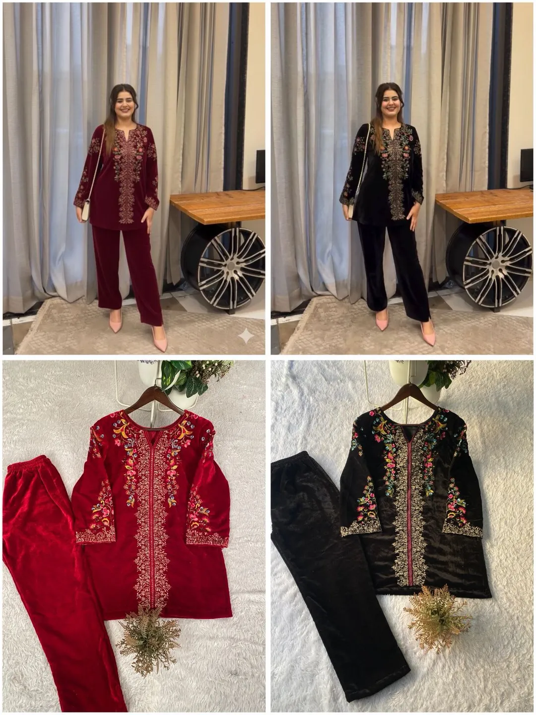 Winter Special Velvet Designer Co-Ord Set - View 2