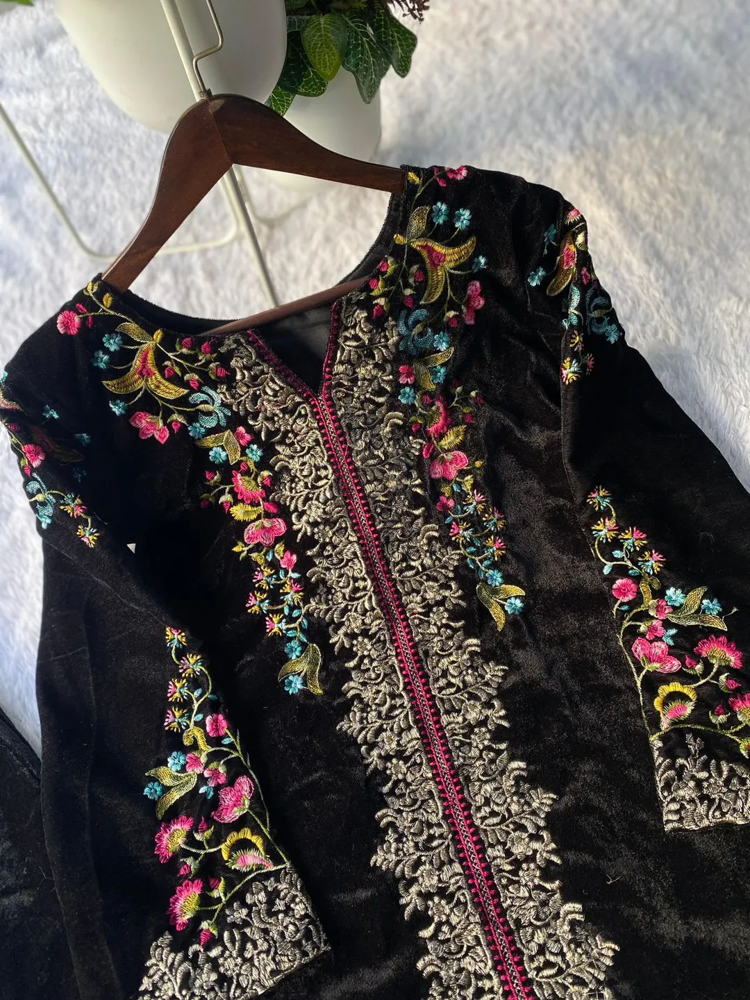 Winter Special Velvet Designer Co-Ord Set - View 2