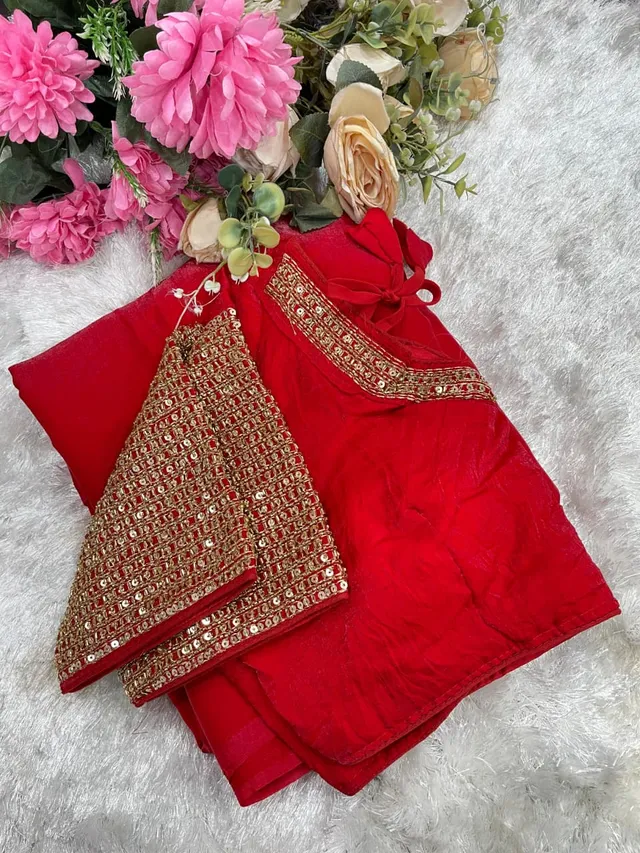 Soft & Elegant Space Silk Saree with Hand-Embroidered Blouse - View 3