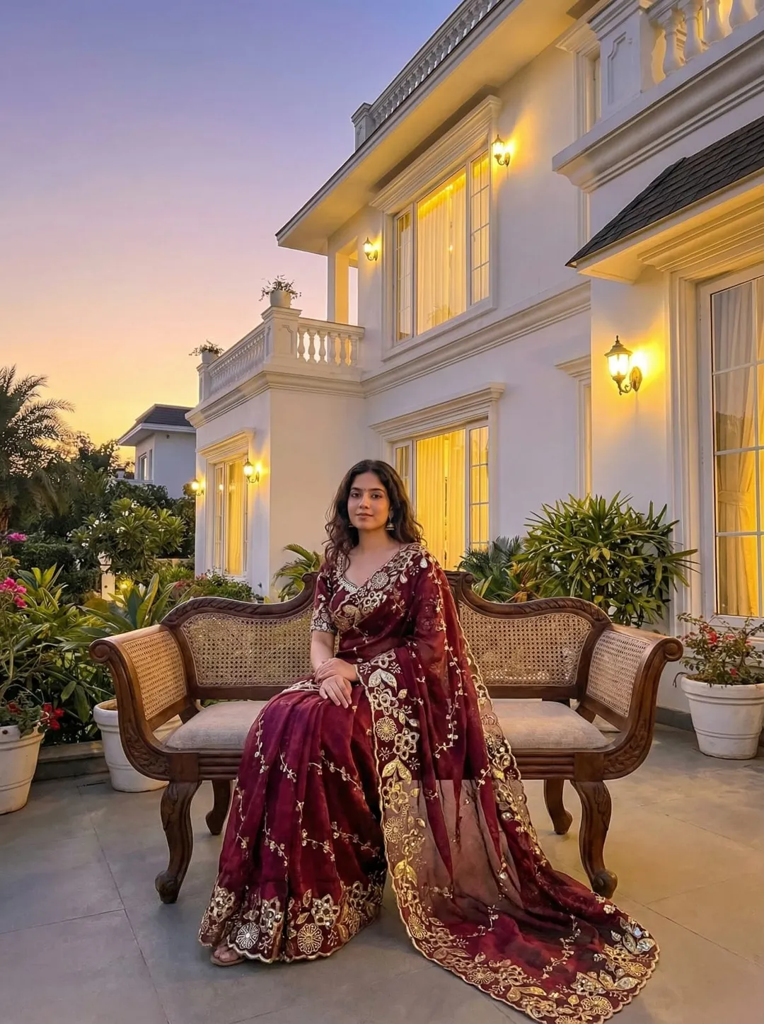 Farhina – Elegant Embroidered Fendy Chiffon Saree