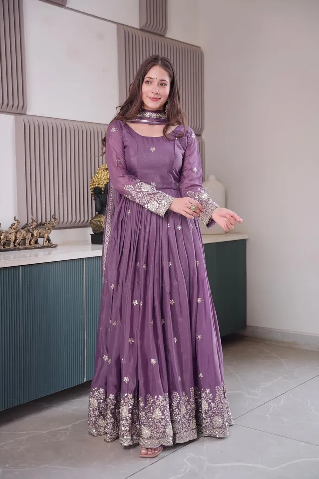 Designer Embroidered Gown with Dupatta - Second View