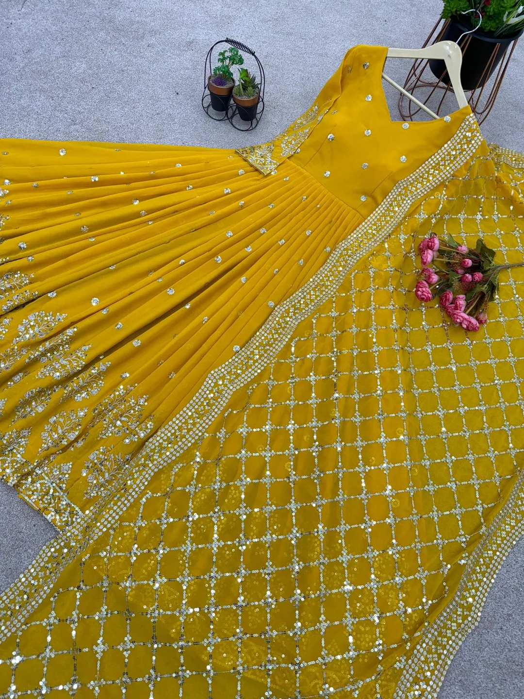 Elegant Embroidered Sequin Designer Anarkali - Second View