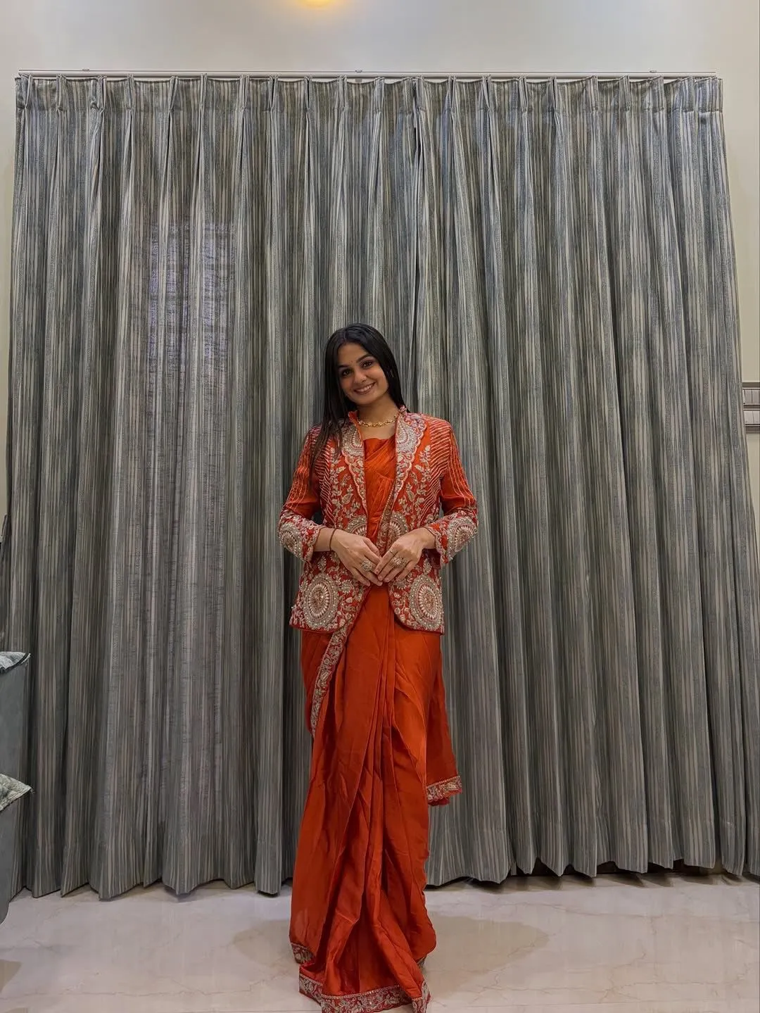 New Super Trending Ready-to-Wear Saree with Embroidered Koti