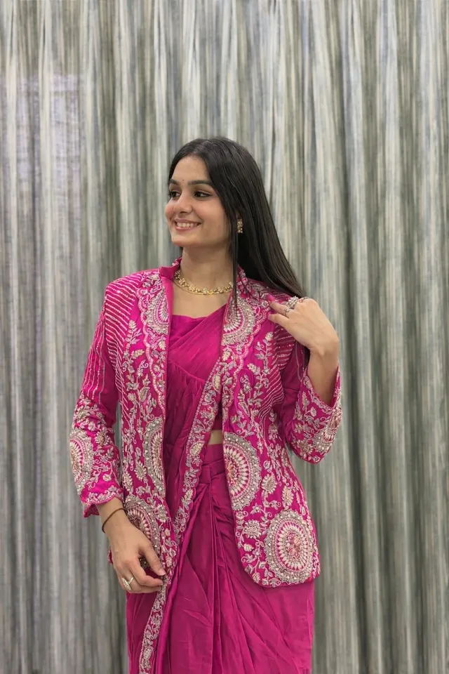 New Super Trending Ready-to-Wear Saree with Embroidered Koti - View 2