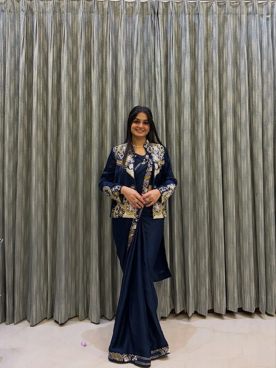 New Super Trending Ready-to-Wear Saree with Embroidered Koti - View 3
