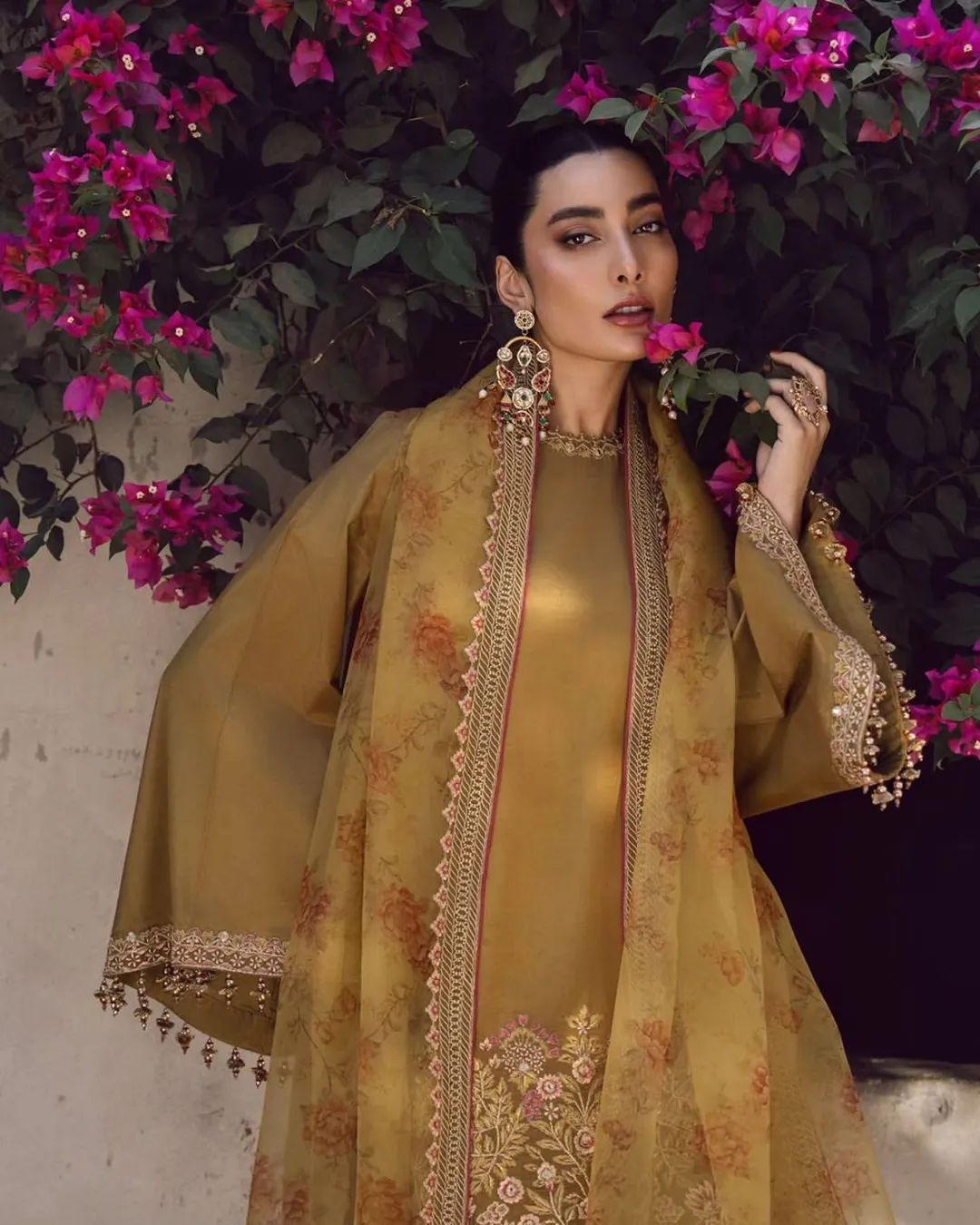 New Designer Collection – French Crepe Silk Top, Farshi Pant & Dupatta Set - View 2
