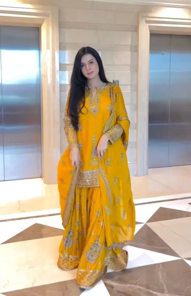 Haldi & Pooja Special Sharara Suit & Dupatta Set