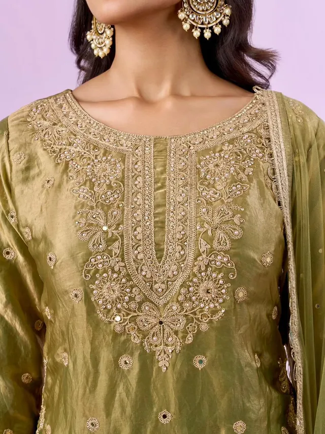 New Designer Party Top, Palazzo & Dupatta Set - View 4
