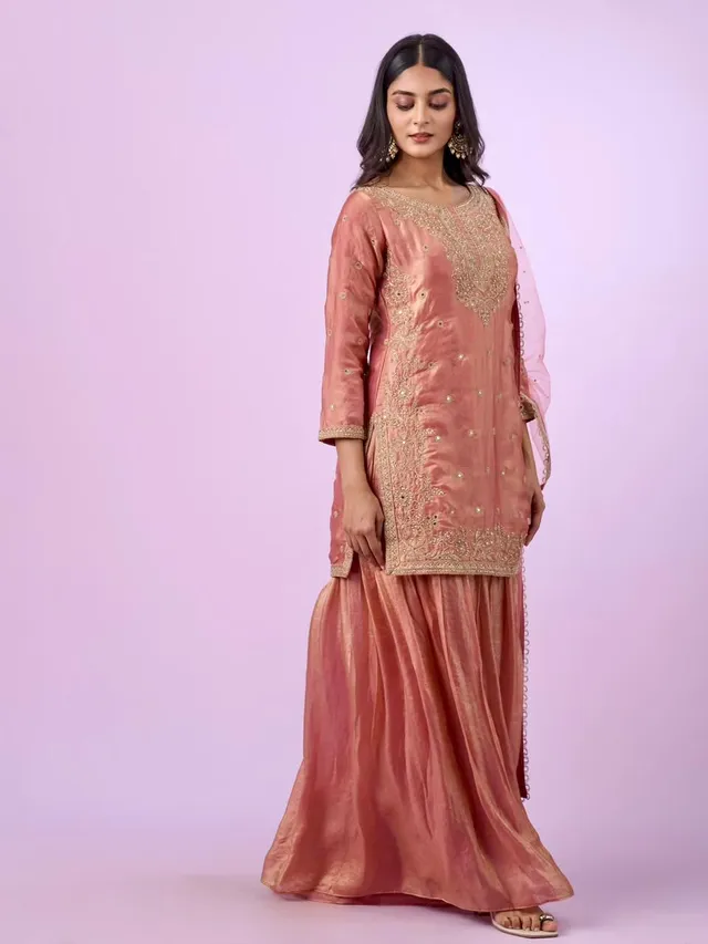 New Designer Party Top, Palazzo & Dupatta Set - Second View