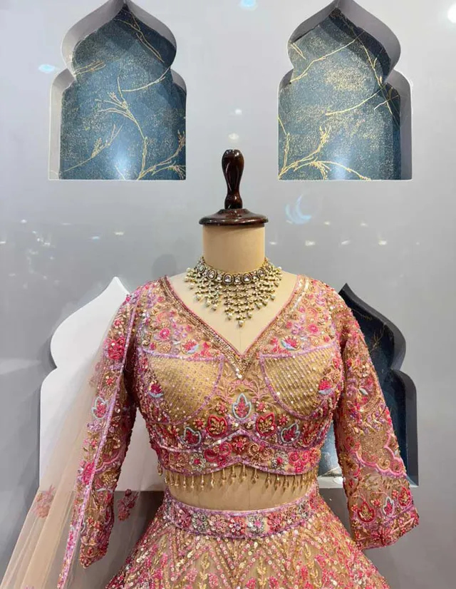 Launching – 4 Meter Flared Premium Butterfly Net Lehenga - View 2