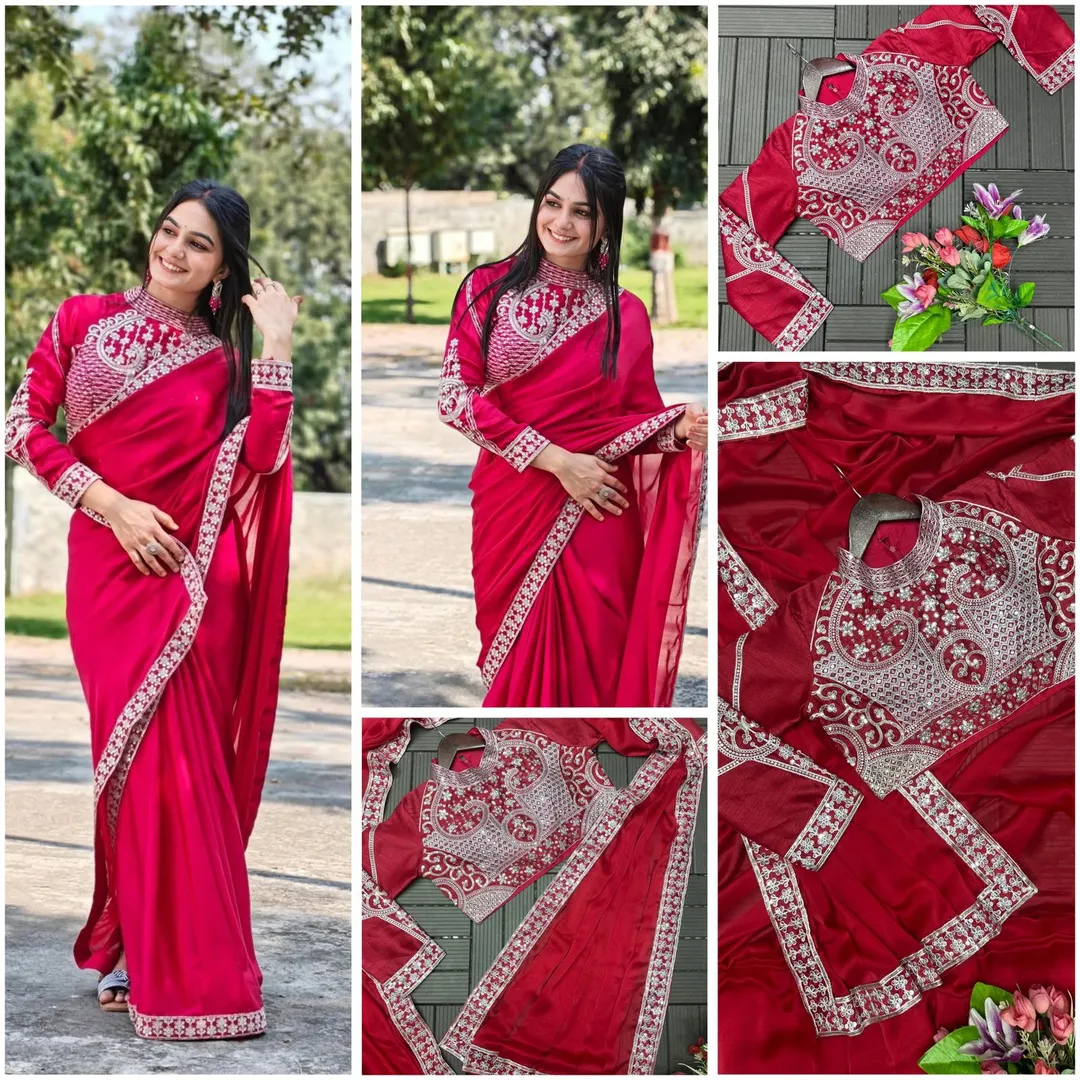 New Super Trending Ready-to-Wear Saree with Embroidered Blouse