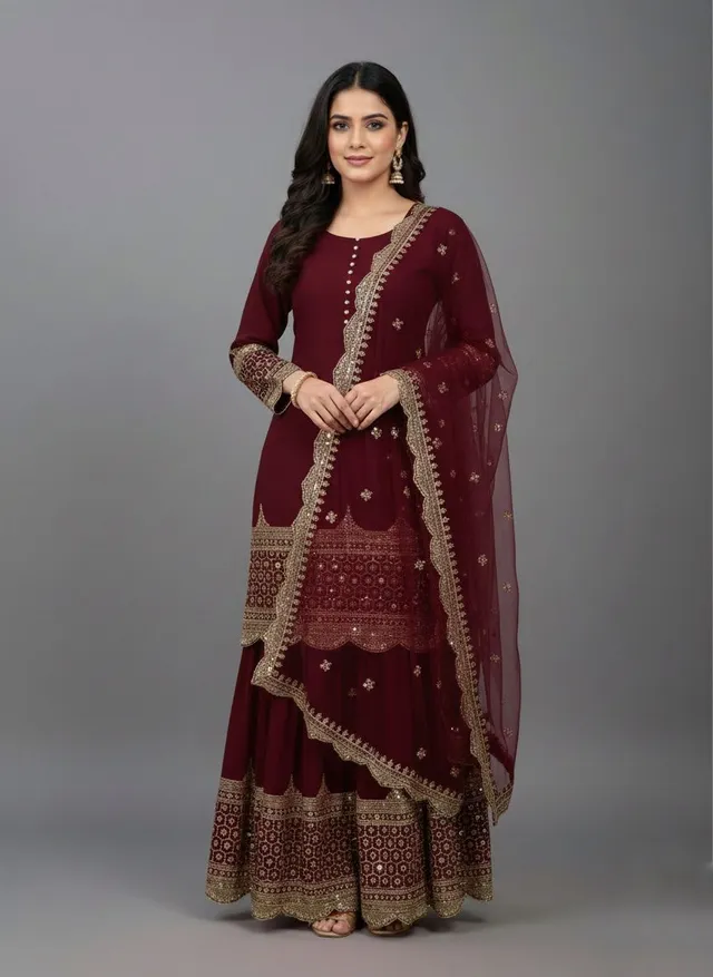 DN-250 – Elegant Embroidered Sequin Designer Sharara Set