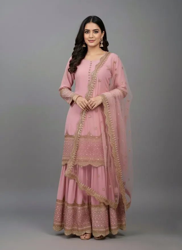 DN-250 – Elegant Embroidered Sequin Designer Sharara Set