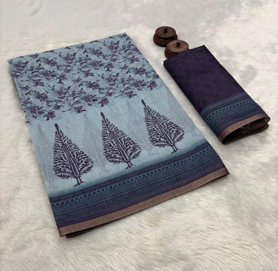 Soft Spun Cotton Slub Saree with Ikat-Style Digital Print - View 3