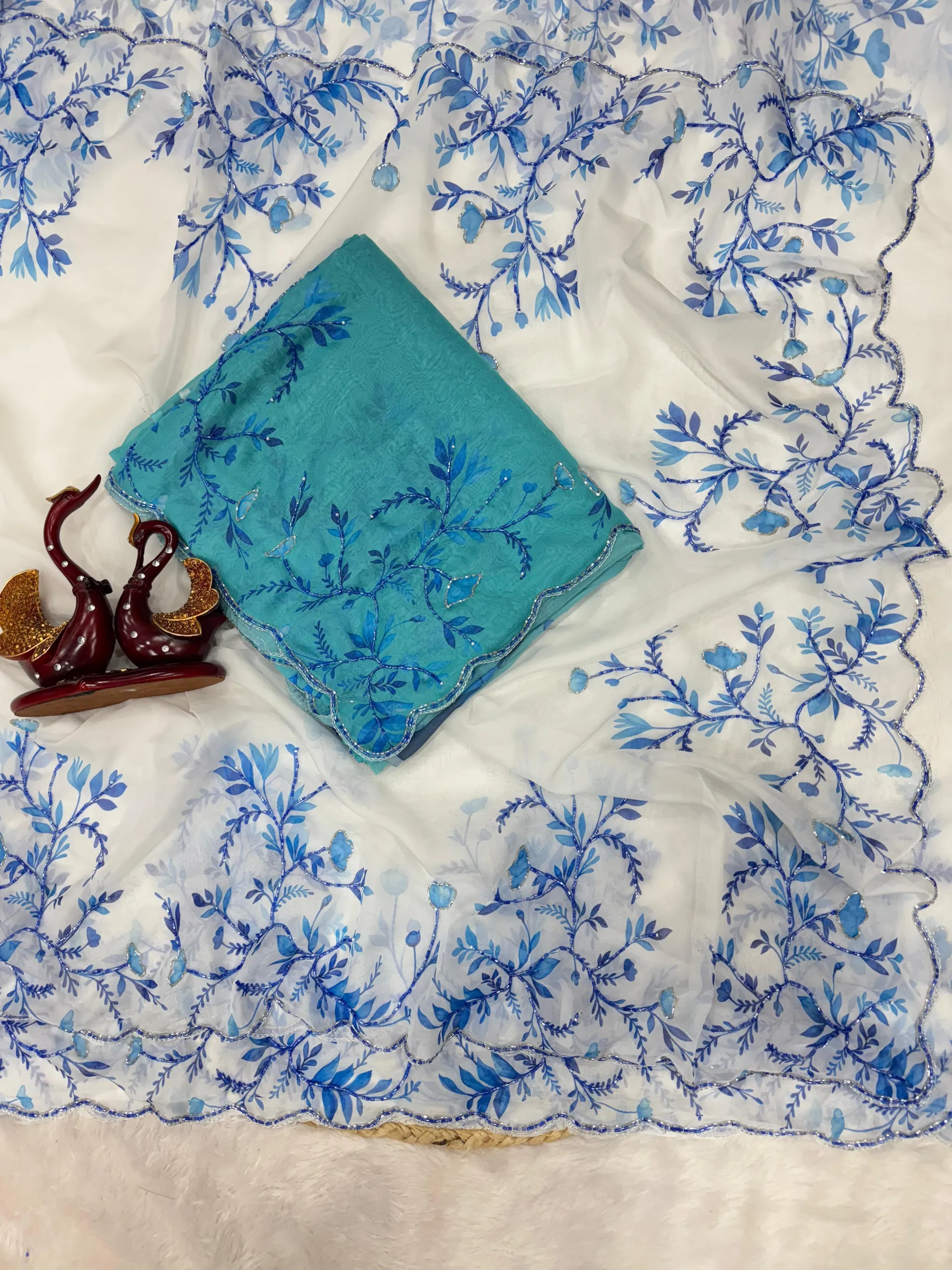 New Trending Floral Handwork Saree Collection - View 5